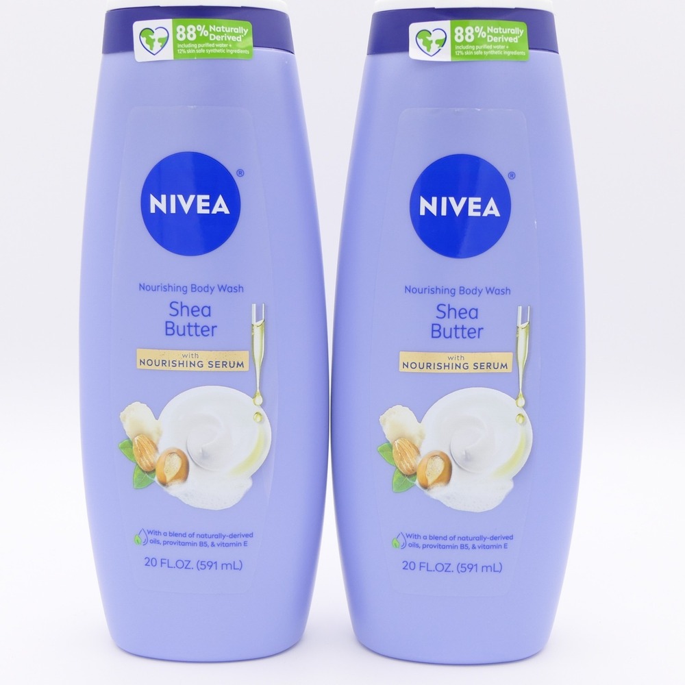 Nivea Nourishing Body Wash Shea Butter w/ Nourishing Serum 2 Pack 20oz Ea Bottle